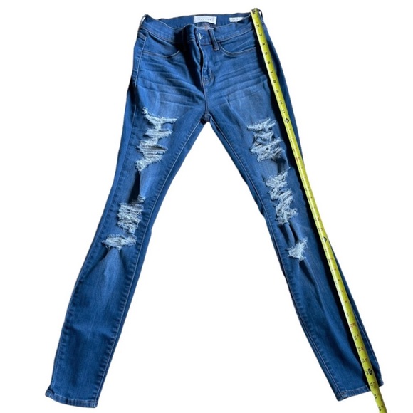 PACSUN Los Angeles Distressed Denim Jeggings Size 25 Fading Button Zip Fly - Picture 9 of 12